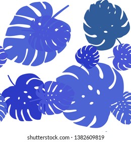 Light BLUE vector seamless elegant template with leaves. Colorful abstract illustration with leaves in doodle style. Texture for window blinds, curtains.
