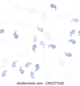 Light BLUE vector seamless elegant wallpaper with leaves and flowers. An elegant bright illustration with leaves and flowers. Design for wallpaper, fabric makers.
