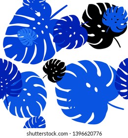Light BLUE vector seamless elegant wallpaper with leaves. Glitter abstract illustration with doodles and leaves. Design for textile, fabric, wallpapers.
