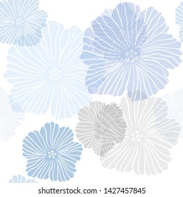 Light BLUE vector seamless elegant template with flowers. Modern abstract illustration with flowers. Pattern for trendy fabric, wallpapers.