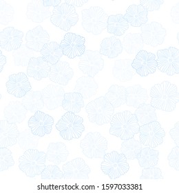 Light BLUE vector seamless elegant background with flowers. Shining colored illustration with flowers. Texture for window blinds, curtains.