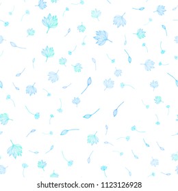 Light BLUE vector seamless hand painted texture. Modern geometrical abstract illustration with leaves. Pattern for heads of websites and designs.