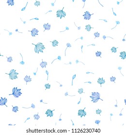 Light BLUE vector seamless hand painted background. leaves on blurred abstract background with gradient. New template for your business design.