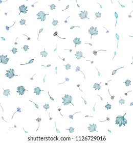 Light BLUE vector seamless hand painted backdrop. An elegant bright illustration with leaves in Natural style. The best blurred design for your business.