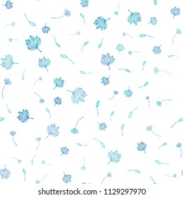Light BLUE vector seamless hand painted pattern. leaves on blurred abstract background with gradient. Completely new design for your business.