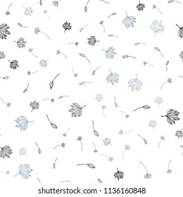 Light BLUE vector seamless hand painted template. A vague abstract illustration with leaves in doodles style. New template for your brand book.
