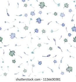 Light BLUE vector seamless hand painted template. An elegant bright illustration with leaves in Natural style. Hand painted design for wrapping, wallpaper.