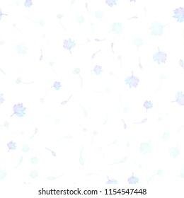 Light BLUE vector seamless hand painted template. Brand new colored illustration with leaves. Pattern for coloring books and pages for kids.