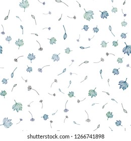 Light BLUE vector seamless hand painted template. Colorful abstract illustration with leaves in doodle style. Completely new design for your business.