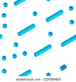 Light BLUE vector seamless, isometric pattern in square style. Glitter abstract illustration with rectangular shapes. Pattern for trendy fabric, wallpapers.