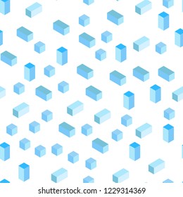 Light BLUE vector seamless, isometric template with rhombus. Modern abstract illustration with colorful rectangles. Pattern for design of fabric, wallpapers.