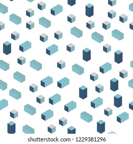 Light BLUE vector seamless, isometric texture in rectangular style. Beautiful illustration with rectangles and squares. Design for wallpaper, fabric makers.