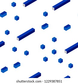 Light BLUE vector seamless, isometric template with rhombus. Modern abstract illustration with colorful rectangles. Pattern for design of fabric, wallpapers.