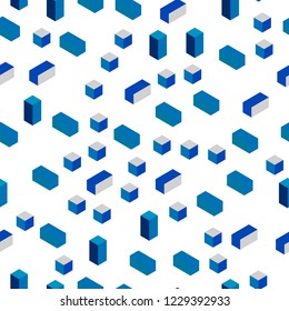Light BLUE vector seamless, isometric template with rhombus. Decorative design in abstract style with rectangles. Template for business cards, websites.