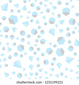 Light BLUE vector seamless, isometric cover with triangles, rectangles. Glitter abstract illustration with squares, lines. Pattern for design of fabric, wallpapers.