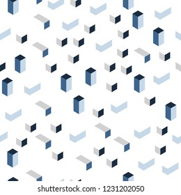 Light BLUE vector seamless, isometric background with rectangles. Glitter abstract illustration with rectangular shapes. Template for business cards, websites.