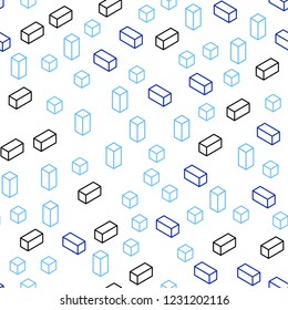 Light BLUE vector seamless, isometric pattern in square style. Glitter abstract illustration with rectangular shapes. Texture for window blinds, curtains.