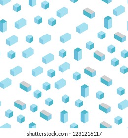 Light BLUE vector seamless, isometric template with rhombus. Glitter abstract illustration with rectangular shapes. Pattern for trendy fabric, wallpapers.