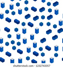 Light BLUE vector seamless, isometric layout with lines, rectangles. Illustration with set of colorful rectangles. Design for textile, fabric, wallpapers.