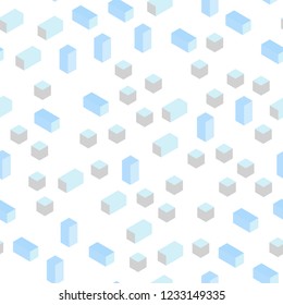 Light BLUE vector seamless, isometric backdrop with rhombus. Illustration with set of colorful rectangles. Design for wallpaper, fabric makers.