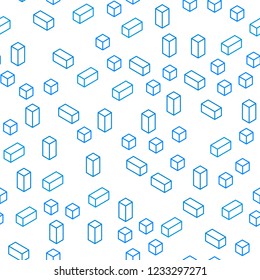 Light BLUE vector seamless, isometric pattern in square style. Decorative design in abstract style with rectangles. Template for business cards, websites.