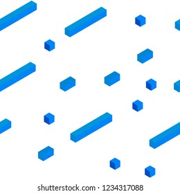 Light BLUE vector seamless, isometric background with rectangles. Rectangles on abstract background with colorful gradient. Design for textile, fabric, wallpapers.