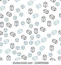 Light BLUE vector seamless, isometric template with rhombus. Abstract gradient illustration with rectangles. Pattern for design of fabric, wallpapers.