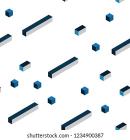 Light BLUE vector seamless, isometric layout with lines, rectangles. Rectangles on abstract background with colorful gradient. Texture for window blinds, curtains.