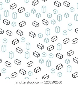 Light BLUE vector seamless, isometric texture in rectangular style. Rectangles on abstract background with colorful gradient. Design for textile, fabric, wallpapers.
