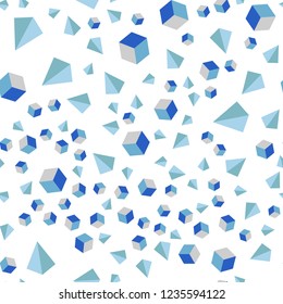 Light BLUE vector seamless, isometric texture with poly style with cubes. Abstract illustration with colorful lines, cubes. Texture for window blinds, curtains.