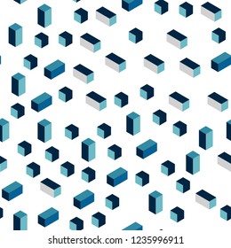 Light BLUE vector seamless, isometric backdrop with rhombus. Illustration with set of colorful rectangles. Design for textile, fabric, wallpapers.