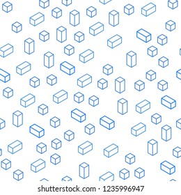 Light BLUE vector seamless, isometric layout with lines, rectangles. Abstract gradient illustration with rectangles. Texture for window blinds, curtains.