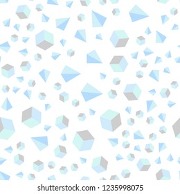 Light BLUE vector seamless, isometric layout with rectangles, triangles. Abstract gradient illustration with triangles, cubes. Design for textile, fabric, wallpapers.