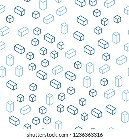 Light BLUE vector seamless, isometric template with rhombus. Rectangles on abstract background with colorful gradient. Design for wallpaper, fabric makers.