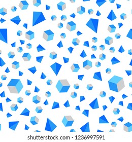 Light BLUE vector seamless, isometric texture with poly style with cubes. Glitter abstract illustration with squares, lines. Design for wallpaper, fabric makers.