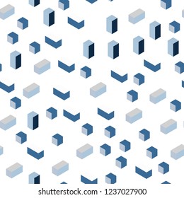 Light BLUE vector seamless, isometric cover in polygonal style. Beautiful illustration with rectangles and squares. Texture for window blinds, curtains.