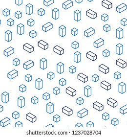 Light BLUE vector seamless, isometric layout with lines, rectangles. Beautiful illustration with rectangles and squares. Pattern for trendy fabric, wallpapers.