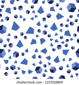 Light BLUE vector seamless, isometric pattern with polygonal style with cubes. Abstract illustration with colorful lines, cubes. Pattern for design of fabric, wallpapers.