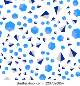 Light BLUE vector seamless, isometric pattern with polygonal style with cubes. Lines, rhombus with colorful gradient. Pattern for design of fabric, wallpapers.