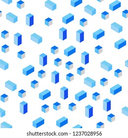 Light BLUE vector seamless, isometric backdrop with rhombus. Glitter abstract illustration with rectangular shapes. Design for textile, fabric, wallpapers.