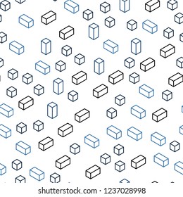 Light BLUE vector seamless, isometric pattern in square style. Illustration with set of colorful rectangles. Pattern for design of fabric, wallpapers.