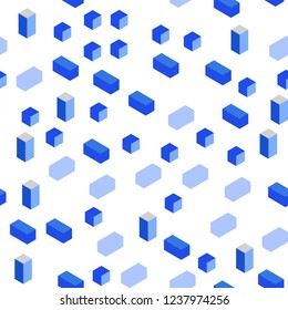 Light BLUE vector seamless, isometric background with rectangles. Rectangles on abstract background with colorful gradient. Template for business cards, websites.