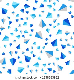 Light BLUE vector seamless, isometric cover with polygonal style. Illustration with set of colorful triangles. Design for textile, fabric, wallpapers.