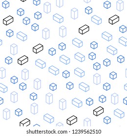 Light BLUE vector seamless, isometric pattern in square style. Glitter abstract illustration with rectangular shapes. Texture for window blinds, curtains.