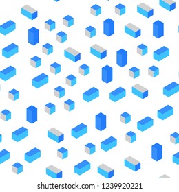 Light BLUE vector seamless, isometric template with rhombus. Rectangles on abstract background with colorful gradient. Pattern for trendy fabric, wallpapers.