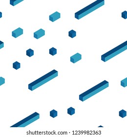 Light BLUE vector seamless, isometric texture in rectangular style. Glitter abstract illustration with rectangular shapes. Design for textile, fabric, wallpapers.