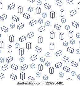 Light BLUE vector seamless, isometric texture in rectangular style. Rectangles on abstract background with colorful gradient. Design for textile, fabric, wallpapers.
