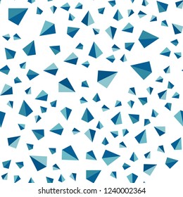Light BLUE vector seamless, isometric template with crystals, triangles. Beautiful illustration with triangles in nature style. Design for textile, fabric, wallpapers.