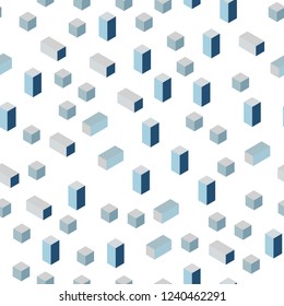 Light BLUE vector seamless, isometric template with rhombus. Abstract gradient illustration with rectangles. Pattern for design of fabric, wallpapers.