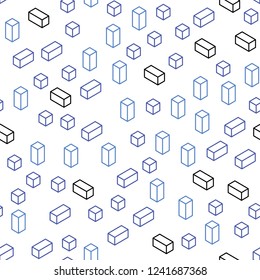 Light BLUE vector seamless, isometric layout with lines, rectangles. Illustration with set of colorful rectangles. Template for business cards, websites.